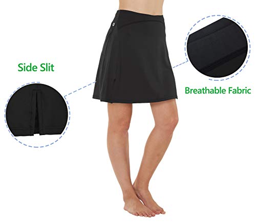 slimour Women Modest Running Skirt Travel Skirt with Pocket Swim Skirt High Waist with Shorts Black XXL