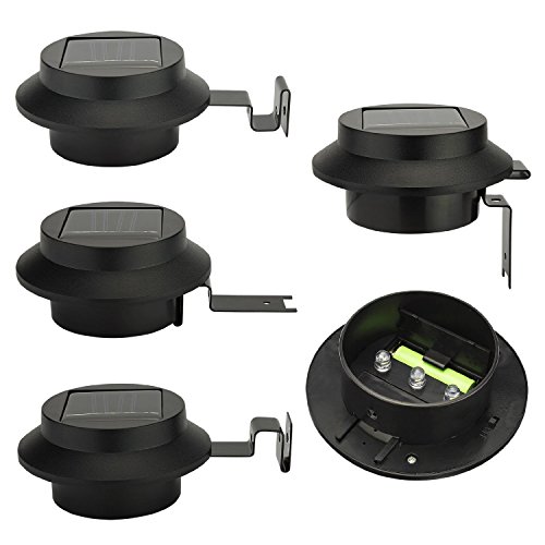 FALOVE 8pcgutterlight New Solar Light Lamp Powered Outdoor Garden Yard Wall LED Light Gutter Fence Wall Lampand and Bracket, Black, 8 Piece