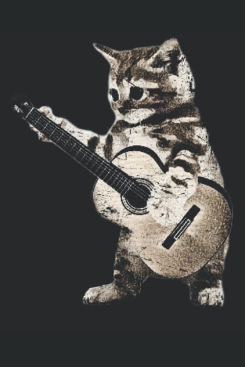 Cute Cat Playing Guitar: Journal, Notebook, Diary, 120 Blank Lined Pages, 6 x 9 inches, Funny Gift