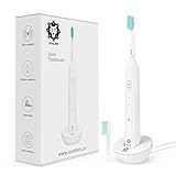 Electric Sonic Toothbrush Clean for Adults, USB Rechargeable Powered Toothbrush Built-in Smart Timer, 3 Deep Cleaning Modes, 2 Replacement Brush Heads, IPX7 Waterproof, Dentists Recommend, White