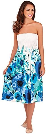 Martildo Fashion, Ladies Floral 3 in 1 Cotton Summer Dress, Blue, Small US 4-6