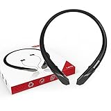 Upgrade V4.1 Bluetooth Headphones Wireless Neckband Headset Retractable Earbuds Sports Sweatproof HD Stereo Noise Cancelling Earphone w/Mic for Iphone and Android Cellphones (Black)