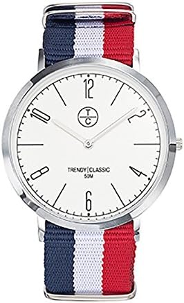 Trendy Classic Ct025 01 Montre Homme Analogique Boitier Metal Colour Acier Cadran Blanc Bracelet Nato Blue White And Red Amazon Co Uk Watches