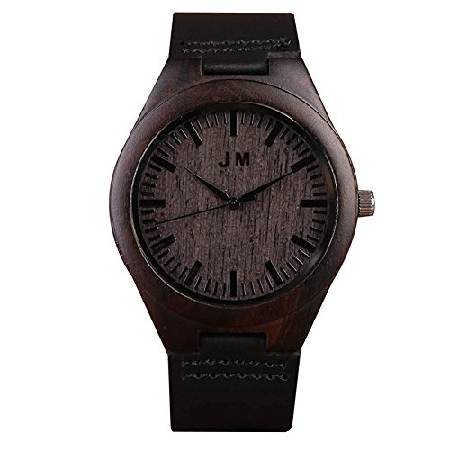Custom Engraved Wooden Watch with Black Leather Band Groomsmen Gifts Anniversary Gifts for Men Personalized Gifts