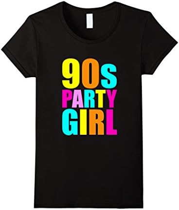 Women's 90s Party Girl T Shirt Retro Throwback 1990s Tee XL Black