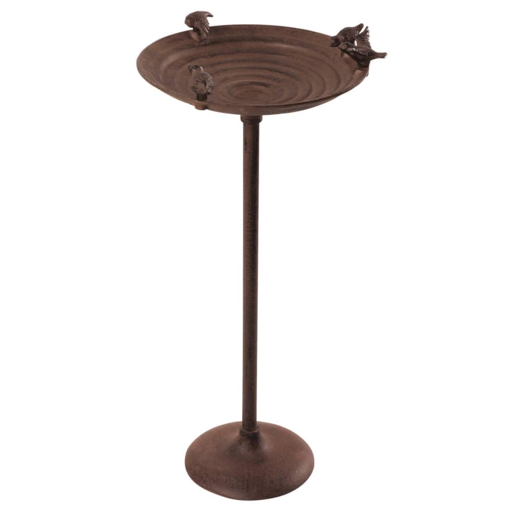 Fallen Fruits Cast Iron Birdbath on Pole, 23" H, Antique Brown