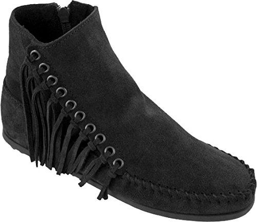 Minnetonka Women's Willow Boot, Black Suede, 8 M