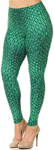 Creamy Soft Green Mermaid Scale Plus Size Leggings - USA Fashion™