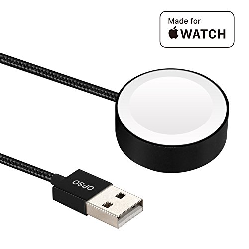 [ Apple MFi Certified ] Apple Watch Charger, OPSO Nylon Braided Magnetic Charging Cable Compatible with Apple Watch/iWatch 38mm 42mm - 1.0 Feet (0.3 Meter)