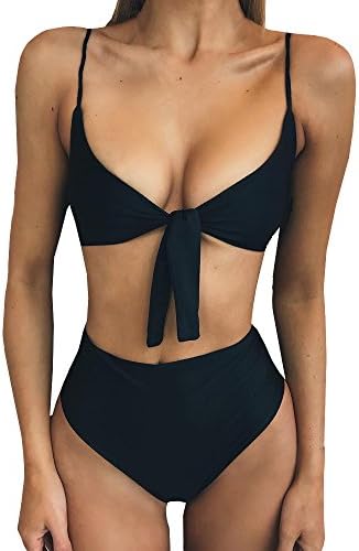 Beautife Womens High Waisted Bikini Swimsuit Two Piece Swimwear Tie Knot Bathing Suits