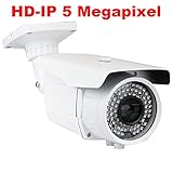 GW Security 5 Megapixel 2592 x 1920 Pixel Super HD 1920P High Resolution Network PoE 1080P Security Bullet IP Camera with 6-22mm Varifocal Zoom Len and 72Pcs IR LED up to 196FT IR Distance