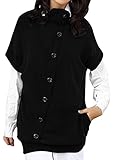 Allegra K Woman Short Sleeve Seam Pockets Button Decor Knit Top