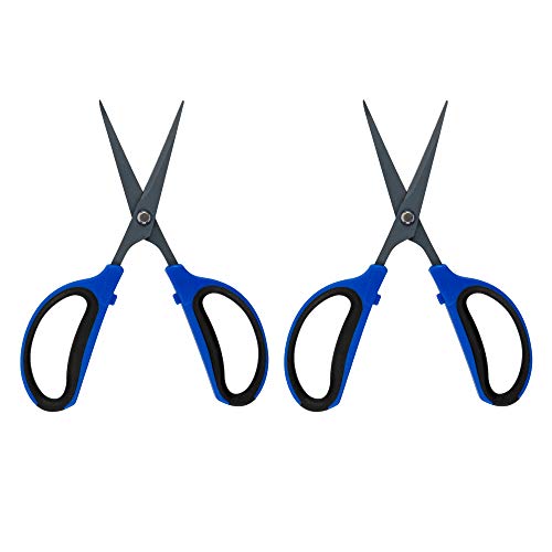 Happy Hydro – Trimming Scissors – Straight Tip – 60mm Teflon Blades – Ergonomic Comfort Grip Handles – 2 Pack