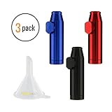 3 Pack Bundle | Premium Metal Snuff Bullet Spice Storage (Anodized Aluminum) Assorted Colors with ConClarity Micro Funnel