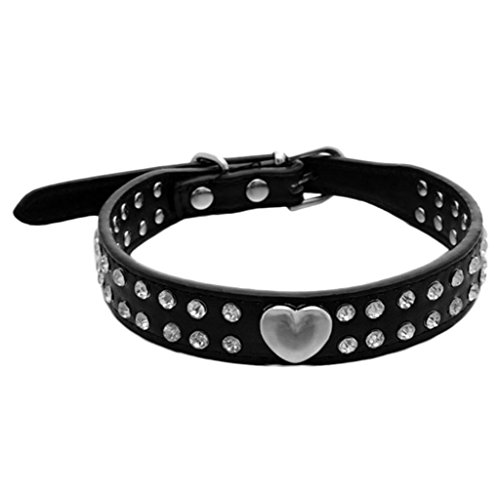 Ninasill Pet Collar, Hot Cute Bling Crystal Pet Collar Puppy Choker Cat Necklace (Asian XXS = US XXXS, Black)