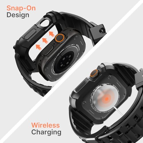Fullmosa Compatble con Correa Apple Watch Ultra3/2/1,Correa Para iwatch 49mm Resistente TPU con Protector de Pantalla y Funda de Parachoque Para Mujer y Hombre,49mm Negro