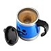 Travel coffee mug, LEADNOVO Self Stirring Coffee Mug Electric Stir Stainless Steel Automatic Self Mixing Cup for Morning Office Travelling 450ml/15.2oz (Blue)