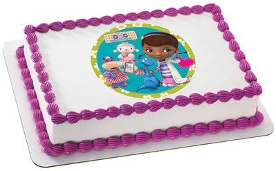 Kids Character 1/4 Sheet Cake Decoration Edible Image Cake Toppers (Doc Mcstuffins with Party Favor Stickers)