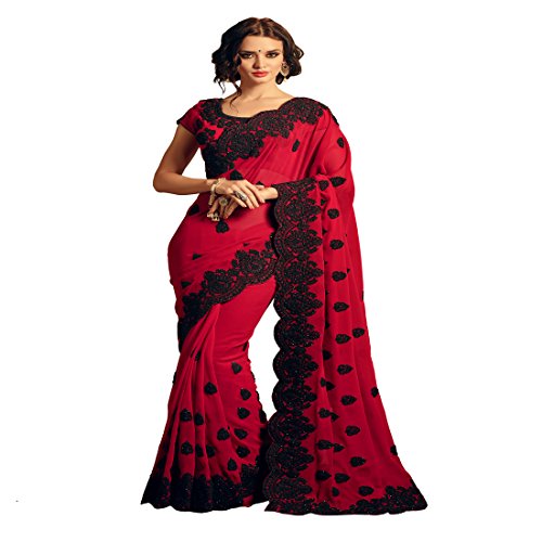 Fabulous Glamorous Sarees Georgette Beige Resham_Embroidery Party Sarees