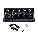 ammoon 5-saddle Bridge Set for 5 String Electric Bass Guitar Part Replacement