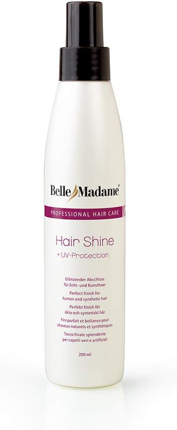 Belle Madame Hair Shine - UV Protection, Moisturizing, Shine Spray for Real & Synthetic Hair - 200 ml, White, 200 ml (Pack of 1)