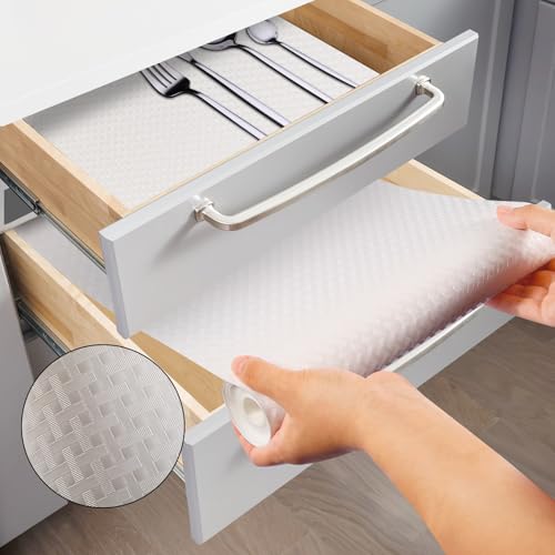 Shelf Liners for Kitchen Cabinets Non-Slip Drawer Liner 18 Inches x 20 FT Non Adhesive Cabinet Liner Waterproof & Oil-Proof EVA Material Refrigerator Liner for Shelves