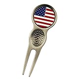 PINMEI Golf Divot Tool with American Flag Golf Ball Marker