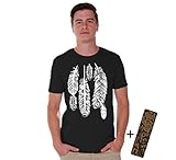 Awkwardstyles Feathers T-shirt White Native American Indian Shirt + Bookmark