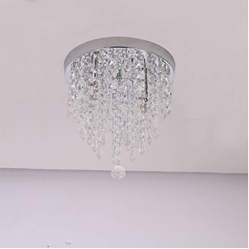 Aviat Crystal Chandelier Lighting, Flush Mount Ceiling Light G9, Modern Pendant Lamp Fixture for Bedroom, Hallway, Shipping from USA (Silver) - Thumbnail 7