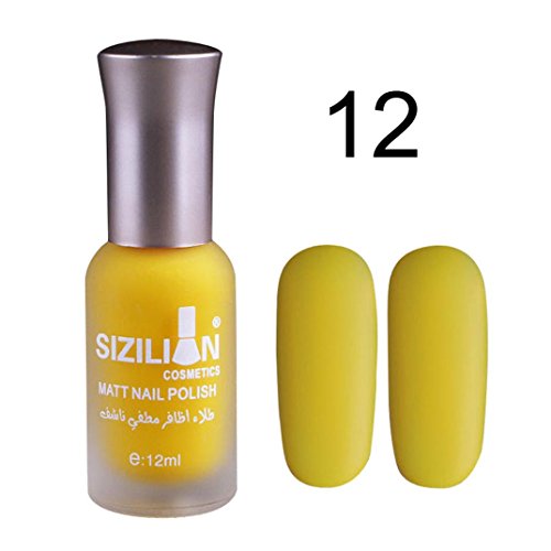 Matte Dull Nail Polish XUANOU 12ml Fast Dry Long Lasting Nail Art Matte Nail Polish Gel (Yellow) - Thumbnail 2