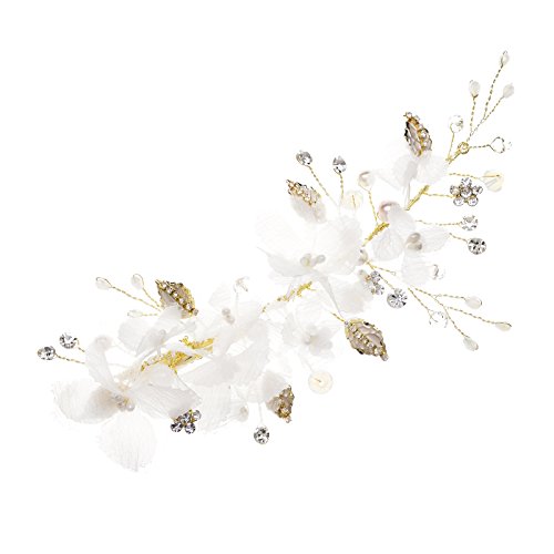 SWEETV Wedding Hair Clip Flower Comb Pins Bridal Barrette - Handmade Wedding Hair Ornaments