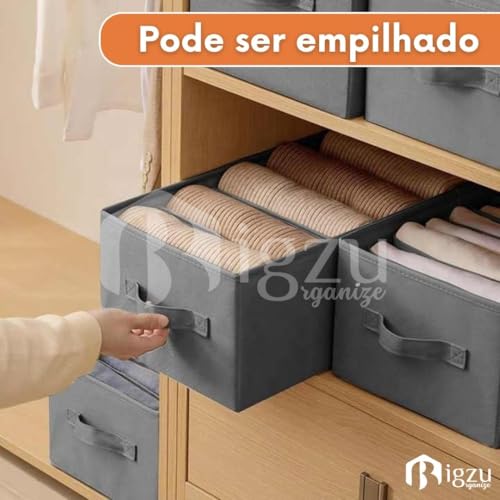 Kit C/2 Organizadores de Roupas C/7 Divisórias de Poliéster com Alças | Respirável, Dobrável, Lavável - Ideal para Guarda-Roupas, Closet, Gavetas | Marca Bigzu®