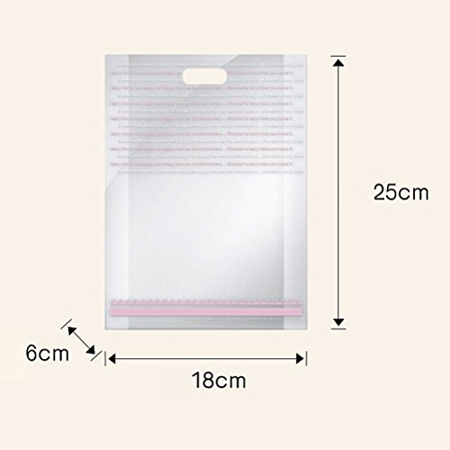 BESTONZON 100pcs Non-Toxic Plastic Bags for Bags Cookie Chocolate Candy Cake Snack Take Out Bags Takeaway Bags- 18x25CM - Thumbnail 5