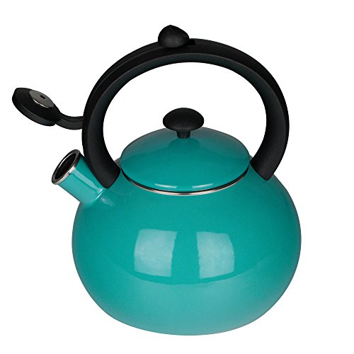 Enamel-on-Steel Tea Kettle for Stovetop - Whistling Teakettle 2-Quart Turquoise Blue Tea Pots Costa by AIDEA - Thumbnail 3
