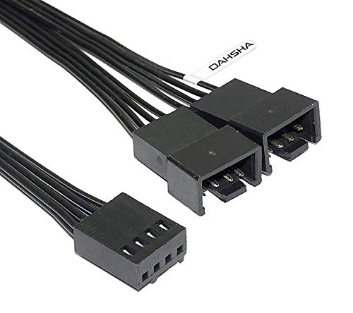 DAHSHA 4 Pin to 2 x 4 Pin Computer Case Fan Y-Splitter Power Connector Adapter Cable PWM splitter cable 13cm- Black