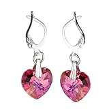 Swarovski Elements Crystal Heart Sterling Silver Leverback Earrings
