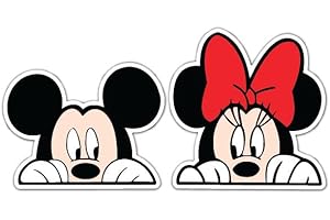Imperial Vibes Disney Peeking Mickey Mouse & Minnie Mouse Car Decal, Waterproof, 4x3.8 & 4x3.2 Inches - Imp 042