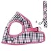 Soft Mesh Small Dog Harness with Leash Set - Basic Plaid Padded Chest Vest for Kitties, Puppy, Small Pets