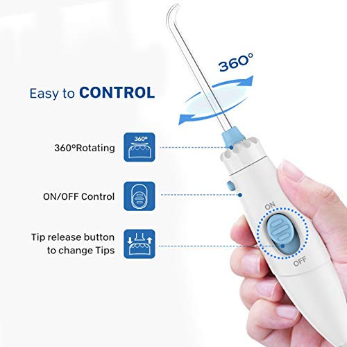 Water Flosser, Habor by ELLESYE 600ml Oral Irrigator with 7 Multifunctional Jet Tips & 1 Toothbrush Head for Home & Family, Dental Oral Irrigator for Teeth Cleaning & Braces Care, Adults & Kids White - Thumbnail 5