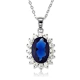 Sterling Silver Oval Created Sapphire/Tanzanite/Mystic Topaz Princess Diana/Kate Middleton Pendant 18