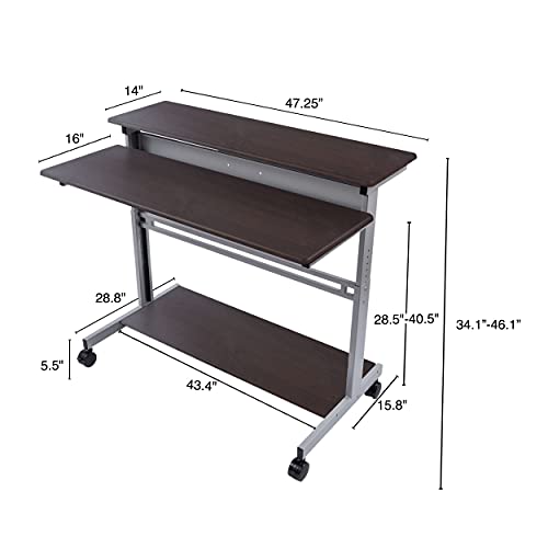 Stand Up Desk Store Rolling Adjustable Height Two Tier Standing Desk