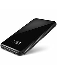 Todamay Power Bank 15000mAh Cargador Portátil Superficie Espejo LCD Pantalla Digital Batería Externa con 2.1A Tipo C y Micro Dual Entrada, 2.4A Salida para Smartphone y otros Dispositivos, Negro