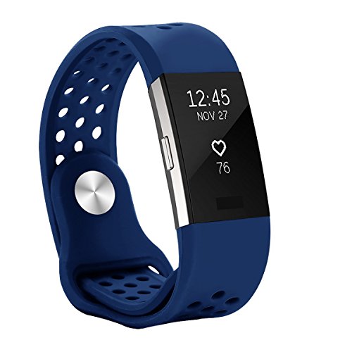 Hanlesi Band for Fitbit Charge 2 , Replacement Fitness Accessory Silicone Wristband Fashion Sport Strap (Royal Blue, Large Size)