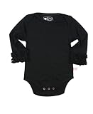RuffleButts Infant / Toddler Girls Long Sleeve One Piece Under Bodysuit - Black - 6-12m