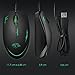 Inateck 37103051620 1000 DPI Wired USB Optical Mouse with LED Breathing Light for Laptop and Computer- Black
