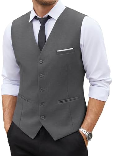 COOFANDY Men's Casual Dress Suit Vest Slim Fit Business Formal Waistcoat  Vest, Dark Gray, M price in Saudi Arabia | Amazon Saudi Arabia | kanbkam