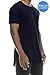 JC DISTRO Mens Hipster Hip Hop Cotton Elong Round Scallop Hemline Tshirt Navy Medium