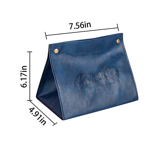 MDZF SWEETHOME PU Leather Tissue Box Cover Facial Tissue Box Holder Tissue Bag Dispenser for Home, Bedroom, Office, Car or Decoration, Blue