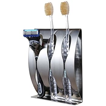 ULIFESTAR Toothbrush Holder Shelf Wall Mount, Bathroom Cabinet Organizer Accessories,3M Self Adhesive Toothpaste Shaving Razor Stand,Tooth Brush Holder Dispenser,Stainless Steel