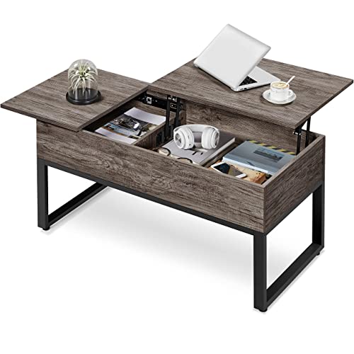 Yaheetech 2 Way Lift Top Coffee Table with Storage and Side Drawer for ...
